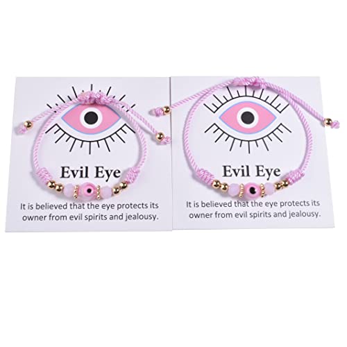 Evil Eye Bracelet For Women Teen Girls Amulet Pink Protection Bracelet Good Luck Adjustable String Bracelet Anklet