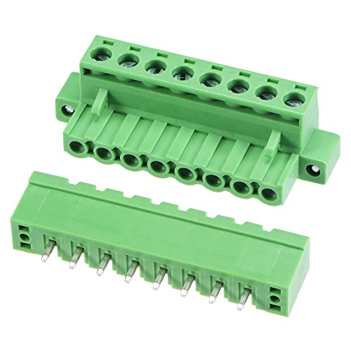 MECCANIXITY PCB Mount Screw Terminal Block 5.08mm Pitch 8 Pin 10A Straight Plug-in for Electrical, Instruments 5 Set