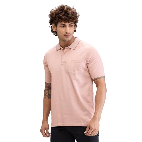 Image of Colorplus Men's Comfort Fit Solid Pattern Pure Cotton Plain Collar Half Sleeve Casual T-Shirt