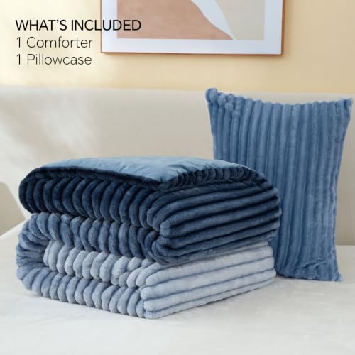 Image of BEDELITE Fleece Twin /Twin XL Comforter Set, Fluffy Bed Set, Blue Ombre