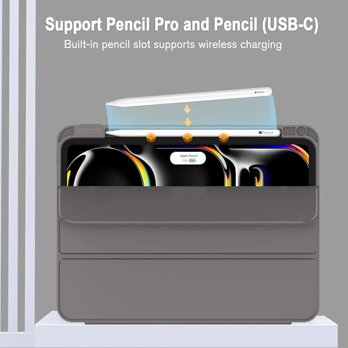 Image of ZryXal New iPad Pro 13 Inch Case (M5) 2025 / (M4) 2024 with Pencil Holder, Smart iPad Case [Support Pencil Pro and Pencil (USB-C)], Support Touch ID and Auto Wake /Sleep (Space Gray)