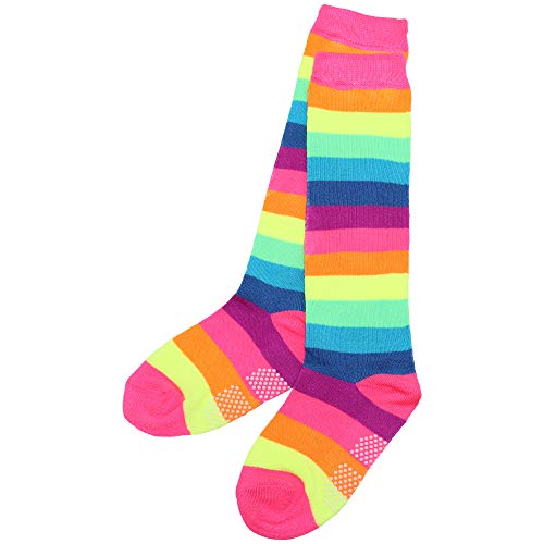 Angelina Neon Rainbow Striped Knee High Socks, #2540A_6-8 #TOP3