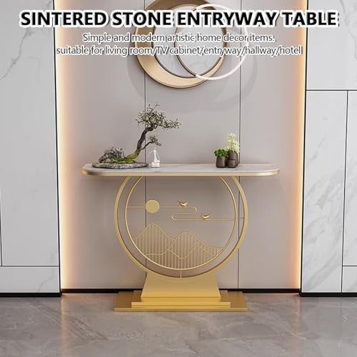 Mesa decorativa de pasillo en piedra sinterizada con acabado premium estilo granja 4