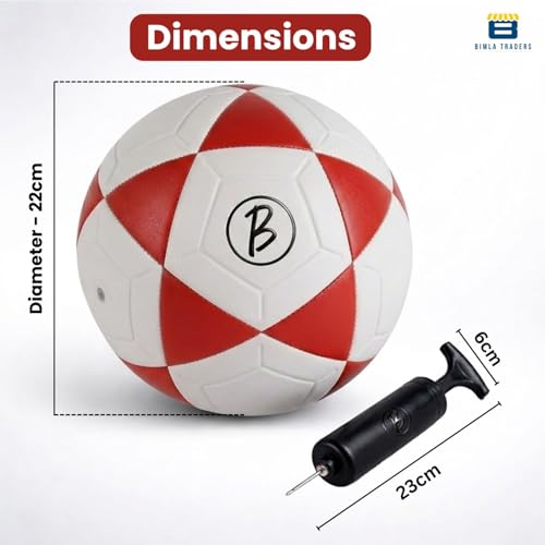 Image of Btag Football with Pump | Rubber Moulded Training & Match Ball | Suitable for All Age Groups | Outdoor Waterproof | for Ground, Grass & Turf (Red)