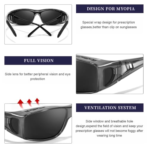 Image of IGnaef Polarized Fit Over Sunglasses for Men UV Protection, Wrap Around Shades for Fishing Driving