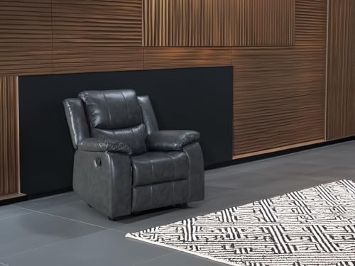 Image of Abode Homez Leatherette Fabric Manual Recliner | 1 Seater Sofa | Single Sofa Recliner | 1 Seater Chair Sofa | 1 Year Warranty (Finish Color - Grey)
