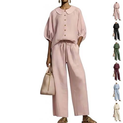 Camisa de cuello y pantalón ancho de lino para evitar el calor vistiendo formal en primavera