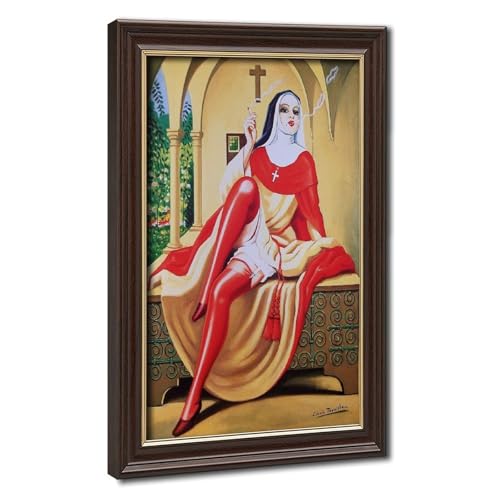Impression sur toile Clovis Trouille - Religieuse fumant - Cadre 61x91,4 cm
