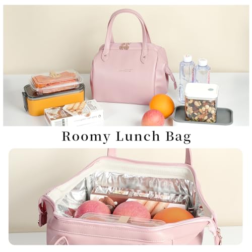 Meibooch WCB-240319 Insulated Lunch Bag For Women, Portable Leakproof Cooler Bag Pu Leather Lunchbox Lunch Tote Bags thumb #5