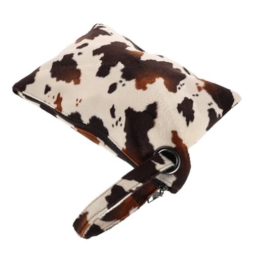 Petite trousse de maquillage zippée et pochette chic imprimé animal marron