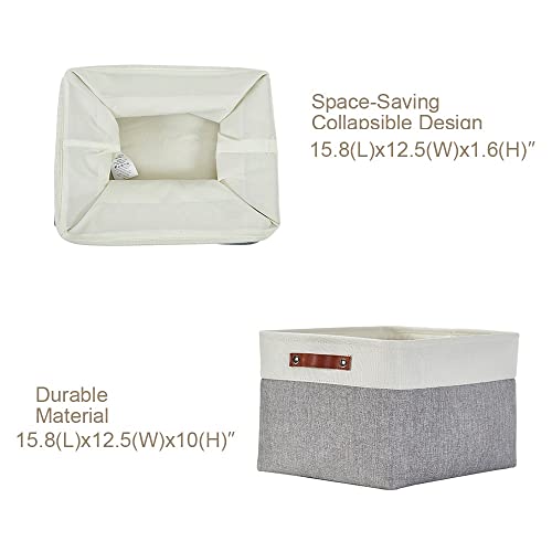 Image of DECOMOMO Storage Bins, Extra Large Fabric Storage Baskets for Shelves, Decorative Linen Closet Organizer, 15.8 x 12.5 x 10 inches (Grey & White, 3 Pack)