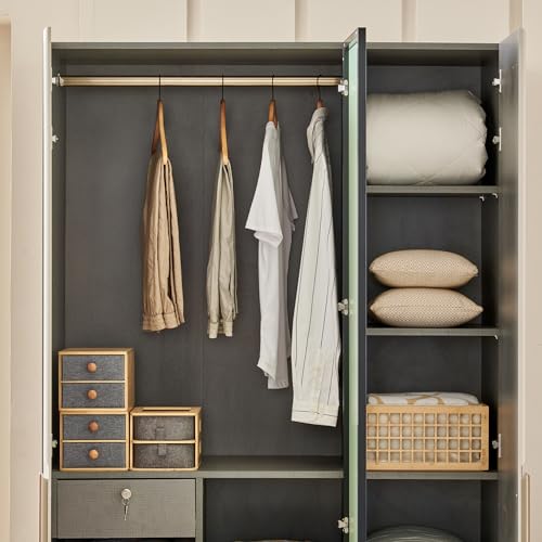 Image of Home Centre | Tiffany | Engineered Wood | 3 Door Swing Wardrobes | Grey | 1 Year Warranty