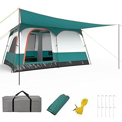 COSTWAY Tienda de Campaña 4-10 Personas, Porche, 2...: 【Refugio Espacioso para Familia】Esta tienda de campaña mide 420 x 305 x 200/380 x 260 x 190 //320 x 210 x 180 cm cm (L x AN x AL), lo que puede acomodar a 8-10/6-8/4-6 personas. Cabe fácilmente 8/6/4 sacos de dormir o 2 colchones de aire tamaño queen...