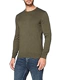 Marca Amazon - MERAKI Jersey de Algodón Hombre Cuello Redondo, Verde (Khaki), M, Label: M