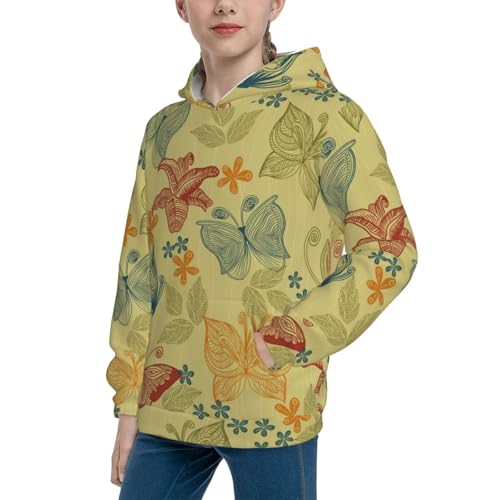 Floral with Butterflies Kid Hoodies Boys Sweatshirts Girls Pullover with Pocket2