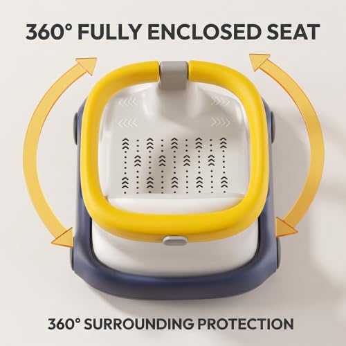 Image of StarAndDaisy Multifunctional Baby Bathing Chair with Removable Seat, Flip-Over Safety Rail, Wide Back Support, 360 Enclosed Design, Wheels & Wall Mount Storage, Bath Seat for Babies 6 Months-3 Years