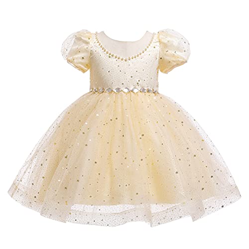Weileenice Big/Little Girls Tulle Dress Sparkly Kids Rhinestone Wedding Pageant Photo Shoot Party Prom Dresses