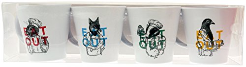 OL:Pro Juego de 4 tazas de melamina beige blanco crema Talla:n/a