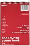 Mead Spell-Write Steno Book, Gregg Rule, 6 x 9 Inches, White, 80 Sheets (MEA43082)