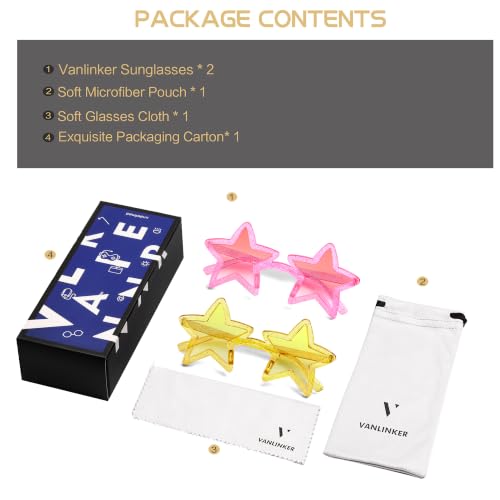 Image of VANLINKER Colorful Star Shape Sunglasses VL9839 | Lovely Cute Sun Glasses Party Glasses