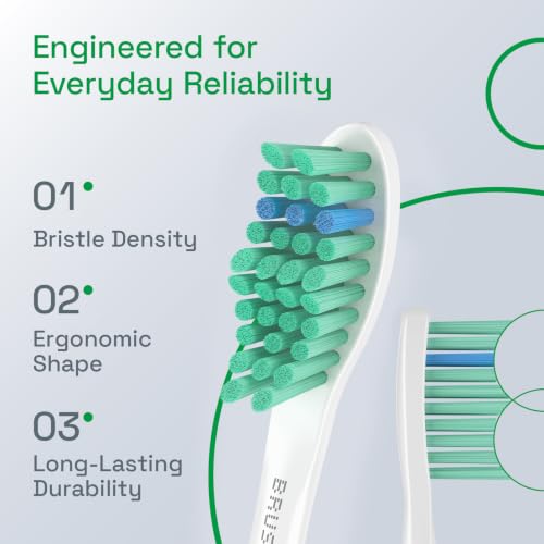 Image of Brushmo e-Series Total Clean Replacement Toothbrush Heads, Compatible with Philips Sonicare Screw-on Electric Toothbrush Handles, 6 Standard Heads, Medium Firm Dupont Bristles, BM726, White
