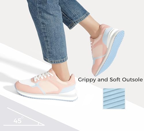 Image of LUCKY STEP Women's Platform Fashion Sneakers Suede Colorful Colorblock Stylish Retro Casual Neutral Tennis Running Footwear Walking Shoes