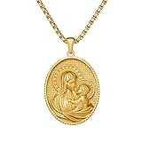 BLICHAIN Jesus Mary Pendant Necklace Gold Coin Cross Necklace Symbol of Faith and Fashion Elegant Ne