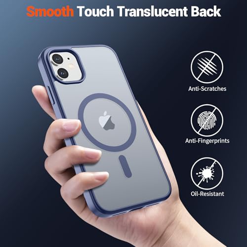 Image of SUPFINE Magnetic for iPhone 12 Mini Case & iPhone 13 Mini Case (Compatible with MagSafe) (Military Grade Drop Protection) Slim Translucent Matte Shockproof Phone Cover,Lavender Gray