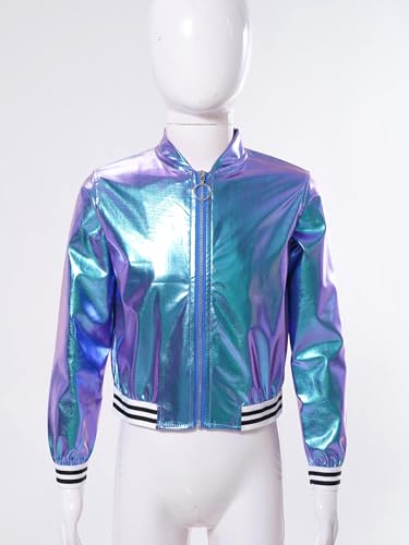 Kids Girls Shiny Metallic Jackets Boys Long Sleeve Motorcycle Coats Outerwear Hip Hop Jazz Performance Dancewear3