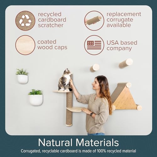 Image of Wall-Mounted Cat Perch & Scratching Post (Modern Cat Wall Furniture) - Milestone | FurHaven Ascentials