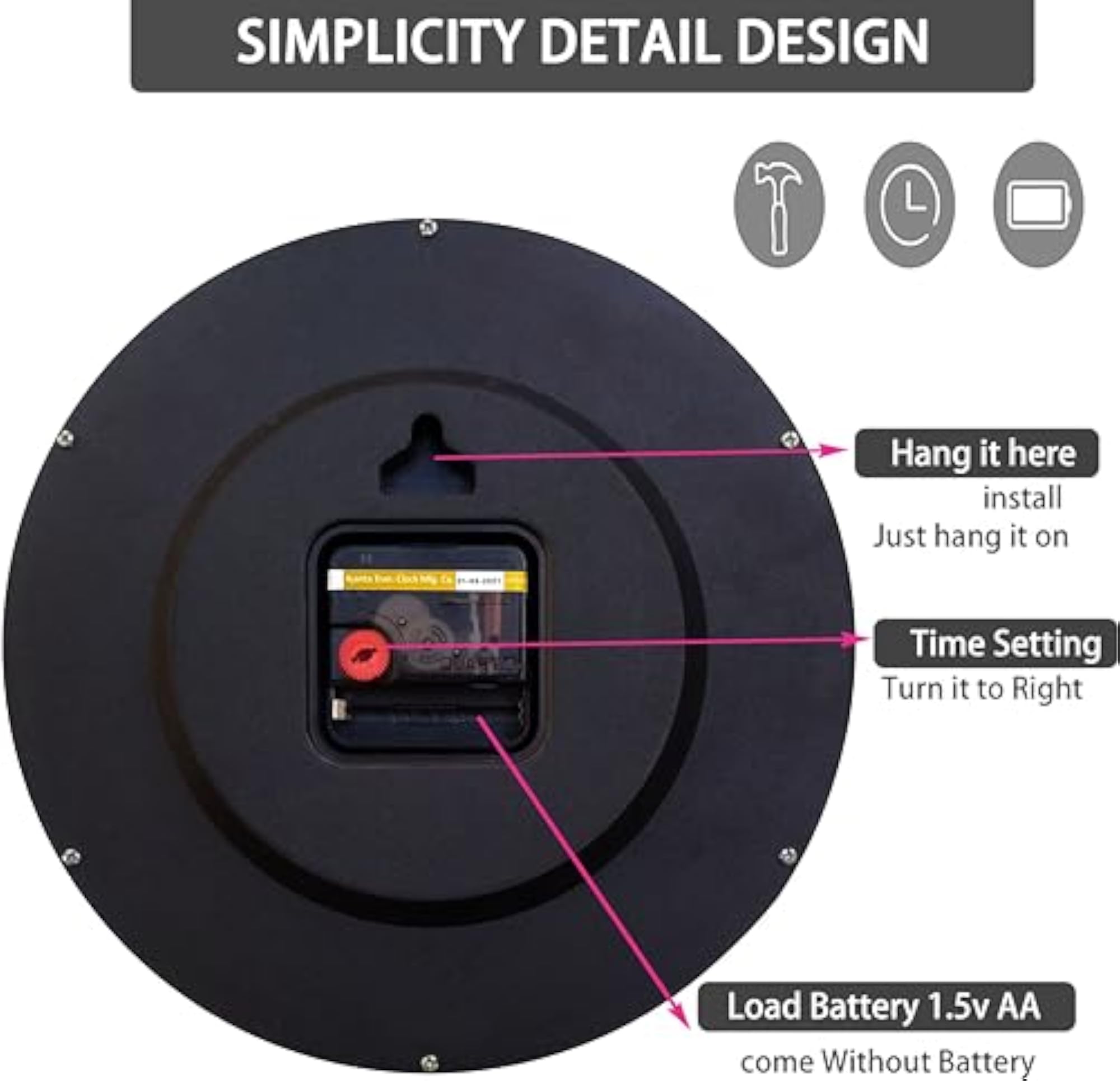 10 inch Plastic Round Wall Clock for Living Room