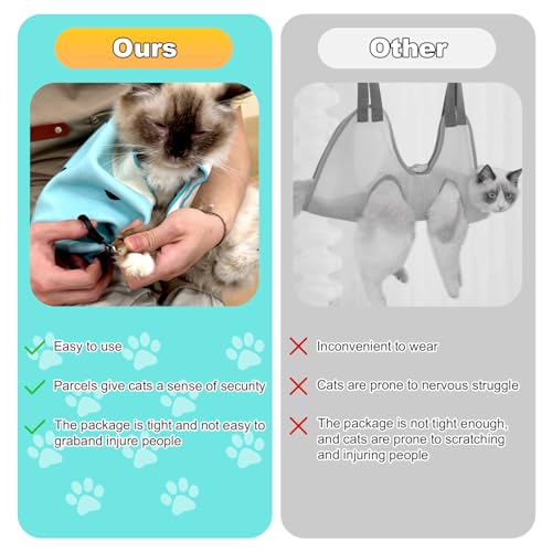 Image of 27.6 inch Cat Grooming Wrap Cat Grooming Wrap for Cutting Nails Self-Adhesive Swaddle Restraint wrap Cats Anti-Scratch and Anti-Bite Swaddle Restraint wrap XL(Within 15lbs)