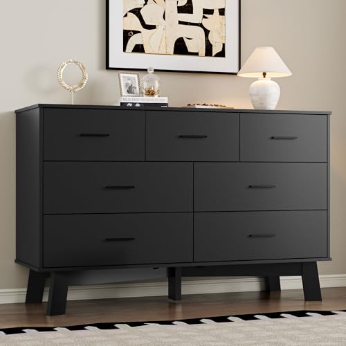 BORNOON Dresser for Bedroom with 7-Drawer, 47.2' Wide Modern Chest of Drawers with Metal Handles,...