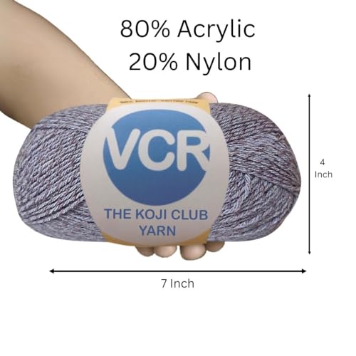 Image of VCR Soft Lavender and Grey Color Yarn, 100 Grams Hank, 275 Meters Length, 80% Acrylic, 20% Nylon Ball The Koji Club Yarn for Crochet and Knitting, Pack of 1, Suitable for DIY