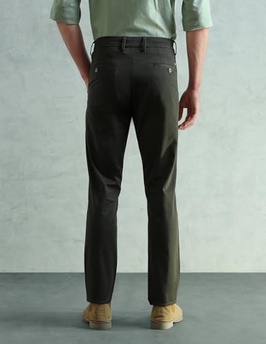 Image of Arrow Sport Men Slim fit Cotton SolidMid Rise waistTrousers
