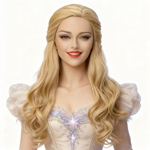 FYXZHUO Long Middle Part Blonde Wavy Ombre Synthetic Hair Wigs for women Anime Cosplay Halloween Costume Party Show Daily Use Wig