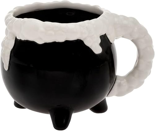 Boston International Taza de cerámica apta para lavavajillas y microondas, taza de café de Halloween, 12 onzas, caldero
