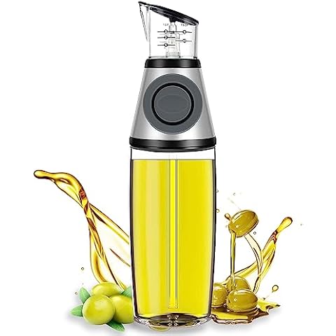 KITLAB Oil Dispenser Bottle, 17oz Olive Oil Dispenser Oil Sprayer, Clear Glass Refillable Oil and Vinegar Dispenser Bottle with Measuring Scale Pump for Kitchen, Cooking, Salads, Baking Frying Cover