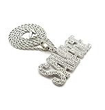 Fashion 21 Unisex Pave SAVAGE Pendant 24' Box, Cuban, Rope Chain Hip Hop Necklace (Silver / 3mm 24' Rope Chain)