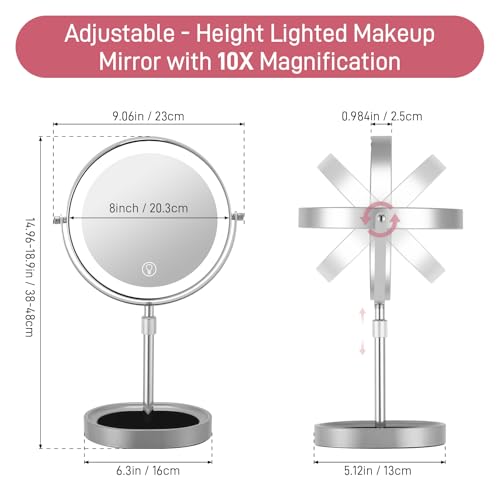 Espejo de Maquillaje Ajustable con Luz Recargable 8 pulgadas miniatura 2