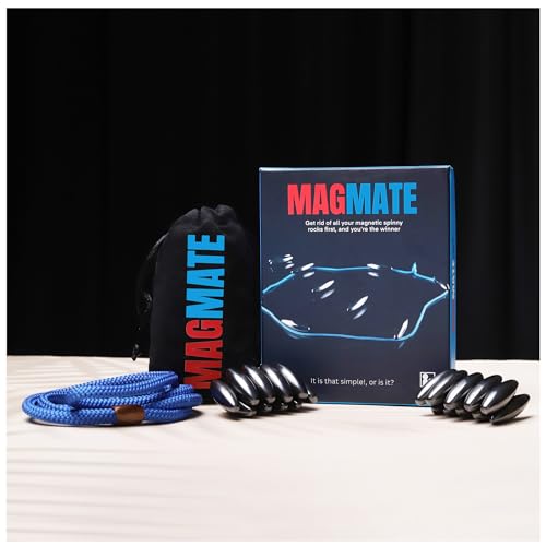 Image of MAGMATE Spin Original Magnetic Board Game - Ages 3+ Fun Strategy & Educational Game for Kids & Adults - 18 Spinny Magnets, Travel Bag and Lanyard