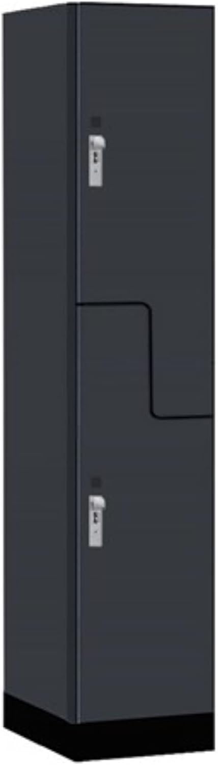 Salsbury Industries 15" Wide Premier Wood Locker-Double Tier 'S' Style-1 Wide-6 Feet High-18 Deep-Carbon Mesh-Silver Hasps