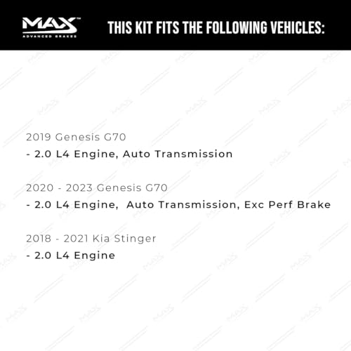 Image of Max Advanced Brakes Front & Rear Brake Kit Compatible With 2018-2021 Kia Stinger 2.0L Compatible With Genesis G70 2.0L Replacement Premium OE Disc Brake Rotors and Ceramic Brake Pads