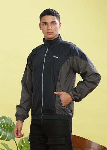 Image of Dollar Men's Polyester Colourblock Windcheater Jacket With Zipper Pockets
