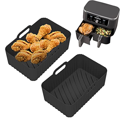 2 Stück Silikon-Topf für Ninjas Dual Air Fryer, wiederverwendbare Silikon-Luftfritteusen-Einlagen, doppelte Luftfritteusen, Silikon, Luftfritteusenkorb, Luftfritteusen-Rack, Zubehör Cover