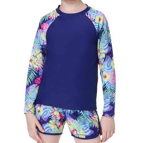 Girls Rash Guard 2-Piece Swimsuit Set - Long Sleeve Swimwear with UPF 50+ Sun Protection Bathing Suit 7-16 Years3