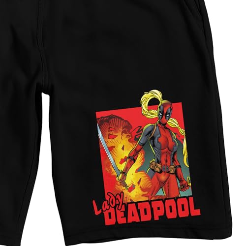 Bioworld Deadpool Lady Deadpool Men's Black Sleep Pajama Shorts2