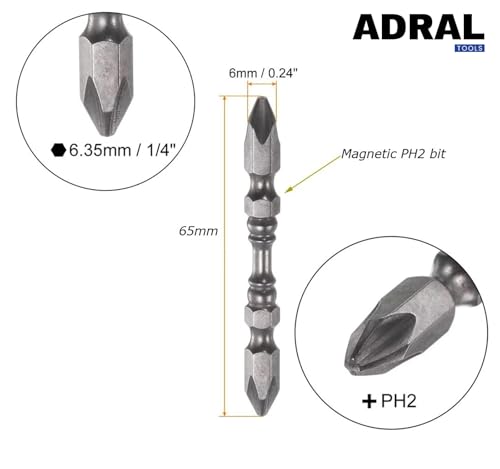 Image of DSC65 Disco Bit - 65mm Double Sided PH2 Magnetic Screwdriver Bit | TS2 Taiwan Steel | Break-Safe Design | High Torque | Nickel Black Anti-Rust Coating | Pack of 10