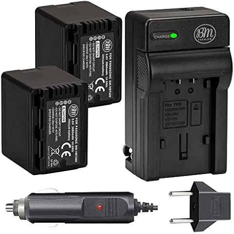 BM Premium 2 VW-VBT380 Batteries and Charger for Panasonic Camcorders Cover