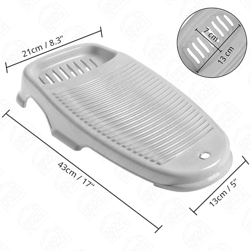 Image of ABOUT SPACE Cloth Washing Board - Non-Slip Handwash Board for Clothes - Cloth Washboard for Infant /Kid Clothes Shirts Hand Towels Undergarment Wash for Home - (Grey - L 43 x B 21 x H 7 cm)